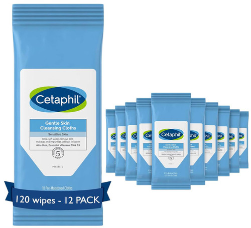 Cetaphil Gentle Skin Cleansing Wipes, 120 Count, Fragrance Free, For Sensitive Skin