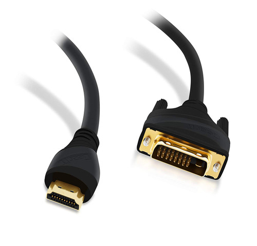 35 Ft HDMI to DVI Cable, GearIT HDMI to DVI 35 FT High Resolution 1080P CL2 Rated High Speed Bi-Directional HDMI to DVI Cable, Black