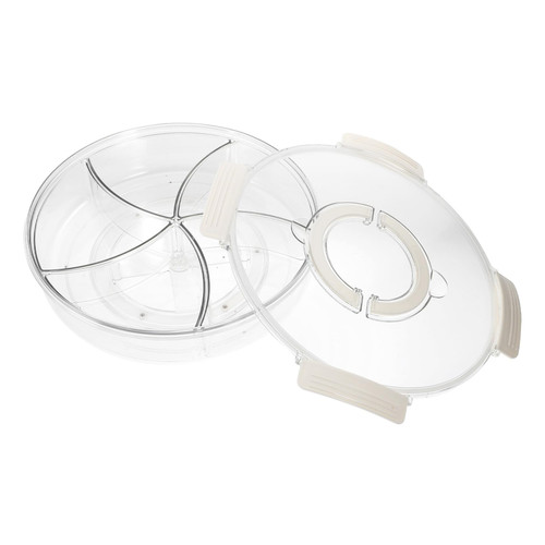 Compartment Fruit Plate Food Tray Food Serving Dish Decorative Tray Snack Trays Food Display Tray Fruit Dish Creative Serving Tray Storage Tray Nut White to Rotate Plastic Desktop