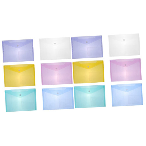TEHAUX 60 Pcs Transparent File Bag Button File Bags Button Envelopes A4 Size File Envelope Document Bag Pocket Folder Envelopes Plastic Snap Folder Money Storage Bags Zipper White Office