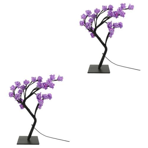 DOITOOL 2pcs Rose Tree Lights Tabletop Bonsai Tree Light Led Flower Branch Flower Tree Lamp Bonsai Tree Lamp Lighted Rose Tree Rose Decor Led Rose Tree Reading Light PVC Purple Warm White