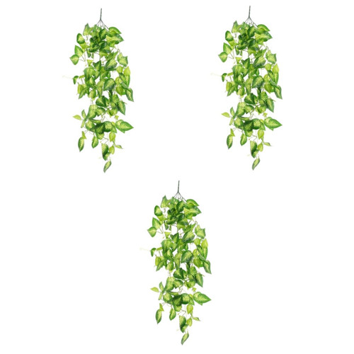 Luxshiny 3pcs Simulation Hanging Basket Green Plant Hanging Plants Artificial Decor Plant Garland Fake Plants Eucalyptus Garland with Flowers Wall Leaves Decor Plastic Fake Vine Indoor