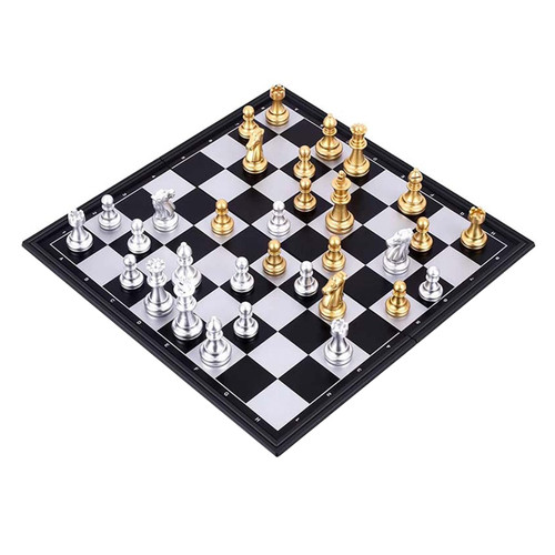 ULPYO International Chess Magnetic Chess Set Folding Chess Board with 32 Gold Silver Chess Pieces and Storage Slots for Family Strategy Game Chess Gifts ULPYO International Chess Magnetic Chess Set Folding Chess Board with 32 Gold Silver Chess Pieces and Storage Slots for Family Strategy Game Chess Gifts