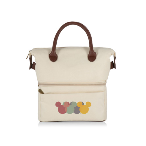 PICNIC TIME Disney Mickey Mouse Urban Lunch Bag, Cooler Lunch Tote, Insulated Lunch Bag, (Beige with Brown Accents)