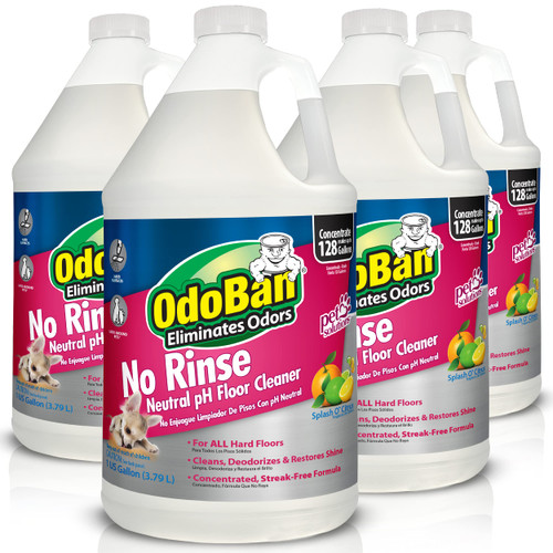 OdoBan Pet Solutions No Rinse Neutral pH Floor Cleaner Concentrate, 4 Gallons, Splash O' Citrus Scent OdoBan Pet Solutions No Rinse Neutral pH Floor Cleaner Concentrate, 4 Gallons, Splash O' Citrus Scent