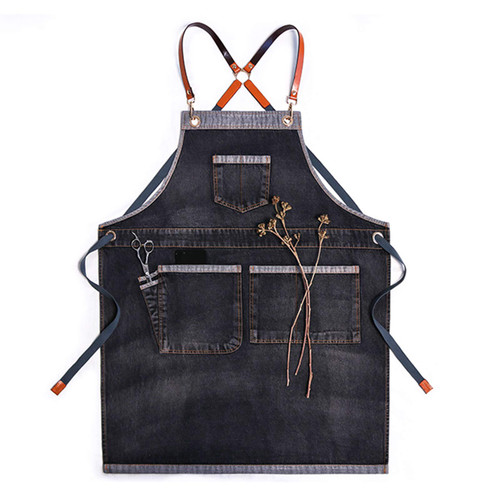 FMSBSC Professional Cooking Apron Chef for Kitchen BBQ Grill Work/Premium Washed Denim for Women Men Bib Apron,Black b