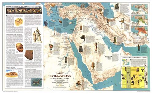 National Geographic: Early Civilizations in The Middle East Wall Map - 37 x 22.75 inches - Paper Rolled