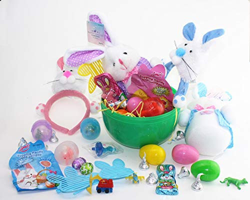 Jumbo 10" Easter Egg Filled with Easter Eggs Chocolates Easter Bunny Toys for Easter Egg Hunt Easter Party Easter Gift (Clear)