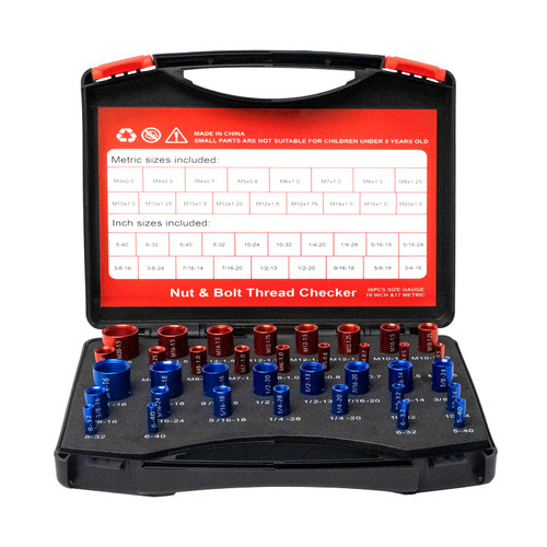 Nut and Bolt Thread Checker Nut Bolt Size Gauge- 36 Male/Female Nut and Bolt Sizer SAE & Metric, Nut and Bolt Identifier Gauge Set
