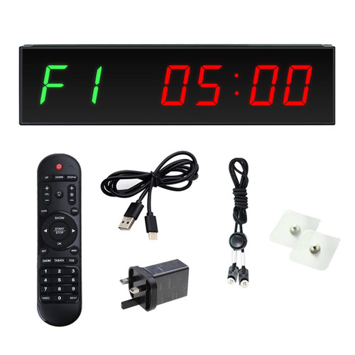 Gym Timer Interval Clock With Clear LED Crossfits Timer Countdown/Up Stopwatch Wall Workout Timer With Remote For Gym Crossfits Timer Portable Gym Timer Clock Led Digital Gym Wall Clock With Remote