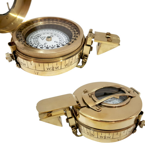 Engrave Brass Lensatic Compass Military Navigation Device Nautical Sailor Compasses