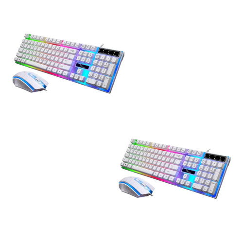 OSALADI 2pcs Office Keyboard Mechanical Feel Game Keyboard Mechanical Keyboard Gaming Keyboard Keypad for Laptop Led Keyboard USB Keyboard Keyboards Backlit Game Keyboard Mouse White Wired