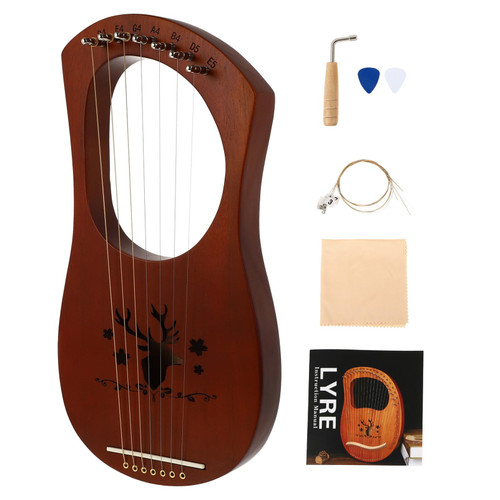 1 Set 7-note Lyre Hand Harp Lyre Instrument Wood Lyre Harp Liras Instrumento Musical Lyre Theramin Instrument Lyre Harp Instrument Wood Crafts Harp String Wood Mahogany Tuning