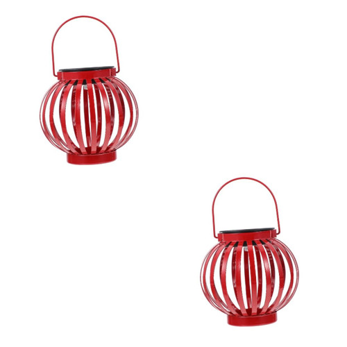 Yardwe 2 Pcs Solar Lantern Solar Porch Light Solar Fairy Lights Solar Flame Light Solar Hanging Lanterns Decorative Solar Lights Landscape Light Solar Yard Lights Night Light Iron Vintage