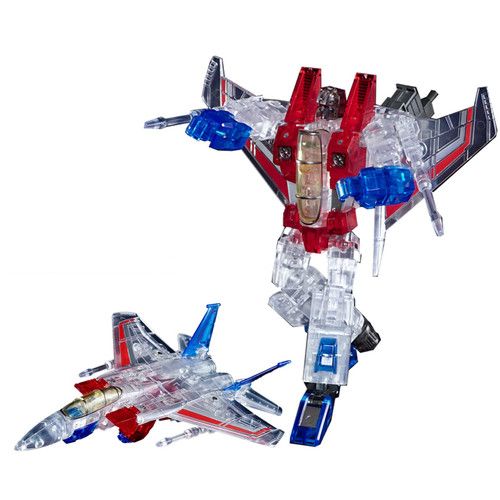 G1 Animation Transformer Starscream,Friend of Jetfire Skyfire, Decepticon Transparent Airplane F15 Fighter Model Robot Doll Action Figure KO Version