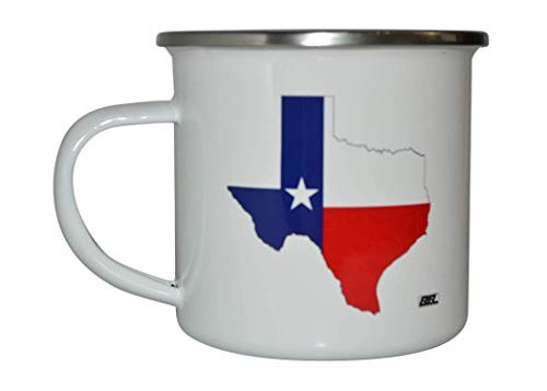 Texas State Cutout Flag Camp Mug Enamel Camping Coffee Cup Gift TX Texan Lone Star State Camping Gear