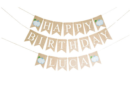 Swanky Party Box | Blue Pumpkin Personalized Happy Birthday Banner Decoration | Fall Birthday Party