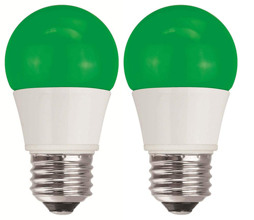 TCP 5W Equivalent Green LED A15 Regular Shaped Light Bulbs, Non-Dimmable (2 Pack)