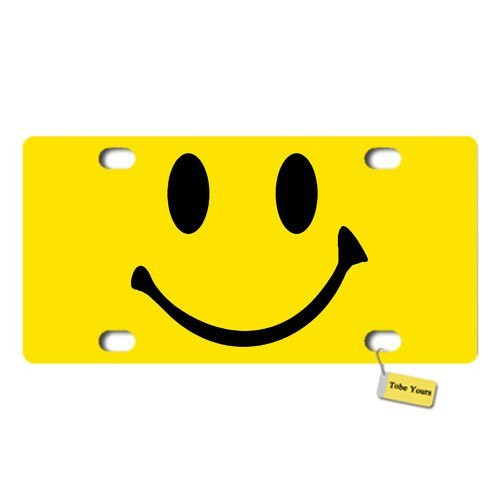 Tobe Yours License Plate Cover Yellow Smiley Face Printed Auto Truck Car Front Tag Personalized Metal License Plate Frame Cover 6"x12"