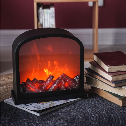 Mini Fireplace Lantern,Decorative Flameless Portable Electric Fireplace Light, Battery Operated USB Operated Fireplace Lantern Fireplace Lamp for Home Decor Christmas Ornament