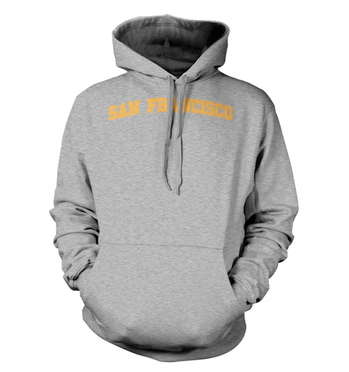 Haase Unlimited San Francisco Gold - City Sports San Fran Unisex Hoodie Sweatshirt (Light Gray, Medium)