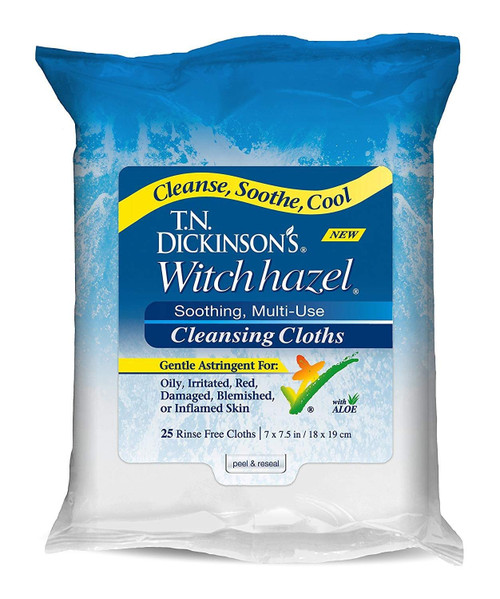 T.N. Dickinson's Witch Hazel Cleansing Cloths, 25 Cloths (Pack of 4)