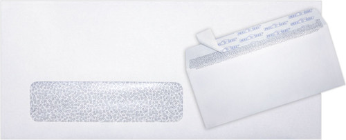 LUXPaper #10 Business Window Envelopes | Security Tint | Peel & Press | 4 1/8" x 9 1/2" | White | 24lb. Text | 250 Qty