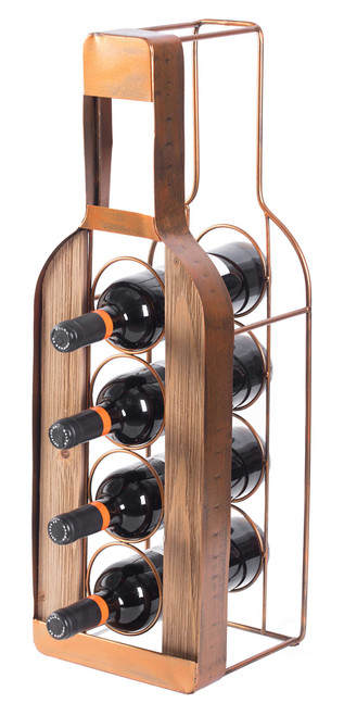 Vintage Decorative Metal Bottle Shaped Freestanding 4 Wine Bottle Holder