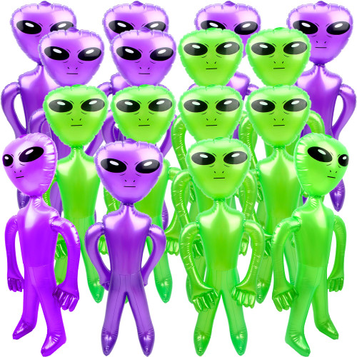 16 Pcs 35 Inch Halloween Inflatable Alien Giant Inflatable Alien Large Blow Up Alien Jumbo Alien Inflate Balloons Toy for Birthday Halloween Alien Theme Party (Color Set 1)