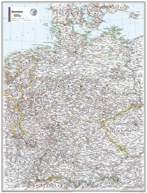 National Geographic Maps: Germany Wall Map - Compact - 21 x 16 inches - Rolled Canvas