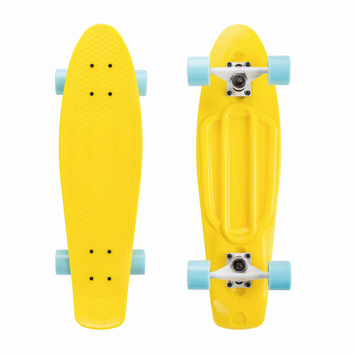 Alouette 22" Mini Style Skateboard Cruiser Complete Board Plastic Deck High Rebound Bearing PU Wheels for Kids Girls and Boys for Beginner (Yellow(BlueWheel), 22)