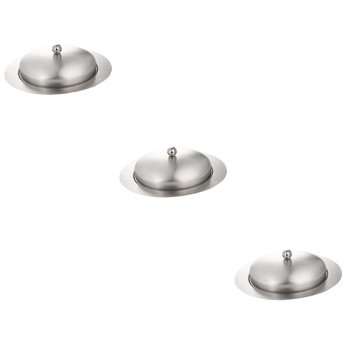DECHOUS 3pcs Serving Tray Butter Dish Butter Tray with Cover Bakery Boxes Stainless Steel