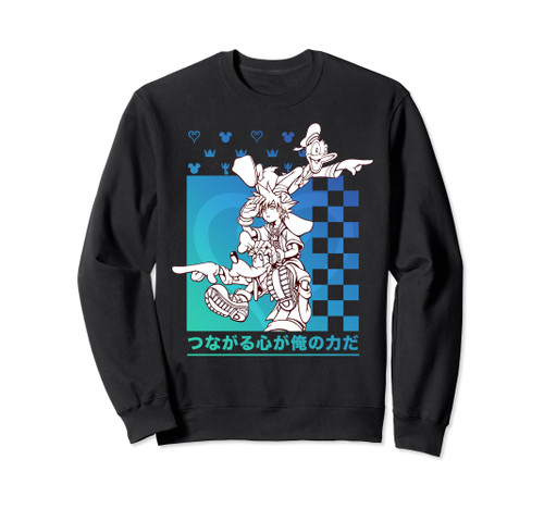 Disney Kingdom Hearts Sora Donald Goofy Kanji Checkerboard Sweatshirt