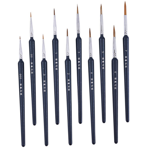 Anneome Fine Painting Brush 10Pcs Set Micro Brush Drawing Art Supplies Paintbrush Micro Paint Detail Paint Brush fine Detailing Paint Water Color Manicure Pen Nail Painting Pen Wooden