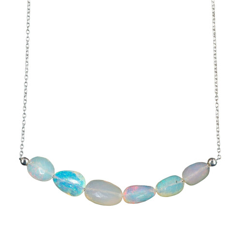 InfinityGemsArt Ethiopian Fire Opal Necklace for Women, Birthstone, Natural Gemstone Beads, Dainty Handmade Jewelry, Chakra Energy Healing Crystals, 925 Sterling Silver Chain 18 inch InfinityGemsArt Ethiopian Fire Opal Necklace for Women, Birthstone, Natural Gemstone Beads, Dainty Handmade Jewelry, Chakra Energy Healing Crystals, 925 Sterling Silver Chain 18 inch