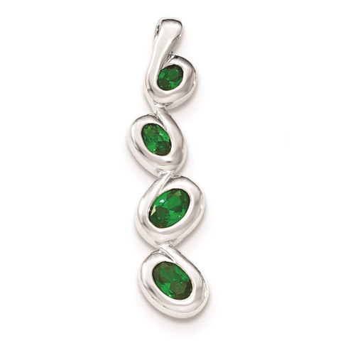 925 Sterling Silver Polished Green CZ Cubic Zirconia Simulated Diamond Chain Slide Pendant Necklace Measures 35x8.1mm Wide Jewelry Gifts for Women 925 Sterling Silver Polished Green CZ Cubic Zirconia Simulated Diamond Chain Slide Pendant Necklace Measures 35x8.1mm Wide Jewelry Gifts for Women