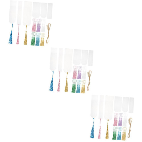 STOBOK 3 Sets Blank Bookmark Bookmarks Book Marks Tassel Page Marker Decor Tassels Book Marker Clear Bookmark Blank Page Marker Tassels Page Marker Bookmark Decor Tag Acrylic