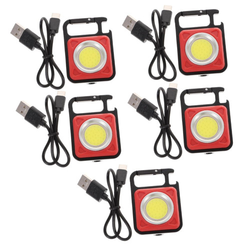 OSALADI 5pcs Pocket Light Flashlights Pocket Flashlight Keychain Camping USB Flashlight Work Light Torch Key Ring Multitool Flashlight Cob Light Hand Lamp Aluminum Alloy Outdoor Travel