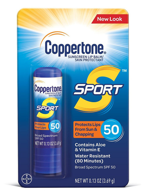 Coppertone Sport Sunscreen LipBalm, 0.13 oz, SPF 50 (Pack of 8)