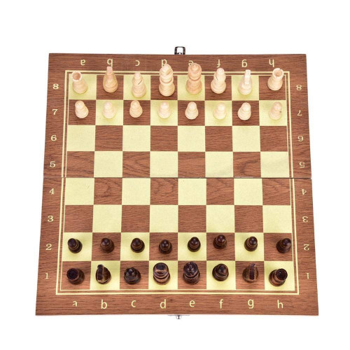 LYLY Chess Set 34.5 * 34 cm Folding Board Wooden International Chess Game Pieces Set Staunton Style Chessmen Collection Portable Board Game Chess Game Board Set
