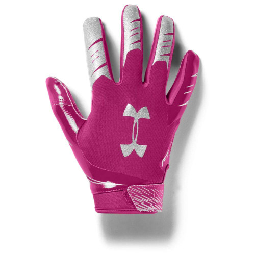 Under Armour Men's F7 Football Gloves , Tropic Pink (654)/Metallic Silver , Small