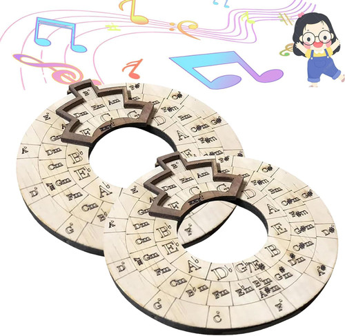 bacion Wooden Melody Tool, 2PCS Circle Wooden Wheel and Musical Educational Tool, Circle of Fifths Wheel, Chord Wheel for Musicians, Music Transpose Tool for Notes GF831 (Color : 2pcs)