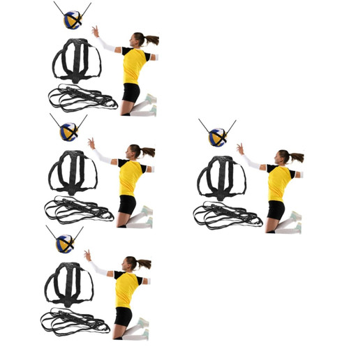 Kisangel 4 Sets Volleyball Training Belt Volleyball Bounce Back net Volleyball Attack Trainer vollyball Outdoor Tools Volleyball Training Equipment for Girls Portable Nylon Spike