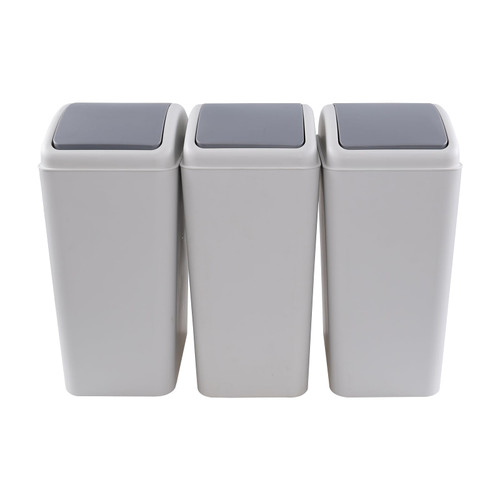 Asking 4.5 Gallon Small Trash Can with Swing-top Lid, 3-Pack Swing Plastic Waste Bin, Gray