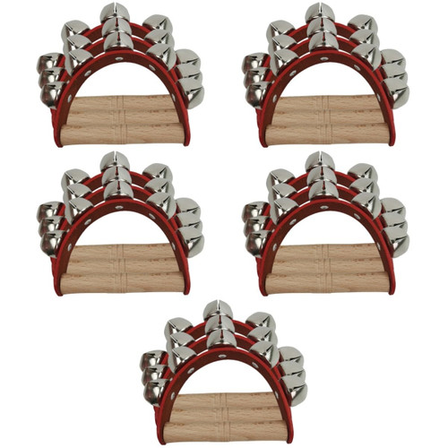 Toyvian 15 Pcs Five Bell Leather Hand Bell Kid Toys Baby Rattle Wooden Rattle Toy Musical Bell Rattle Wooden Playset Hand Bell Toys for Kids Child Portable String Bells Metal