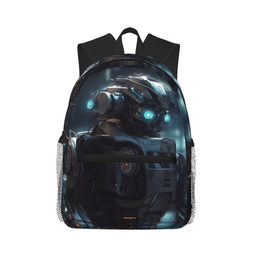 Future Robot Printed Lightweight Casual Backpack,Laptop Backpack,Cute Canvas Backpack,Travel Rucksack Daypack For Men Women