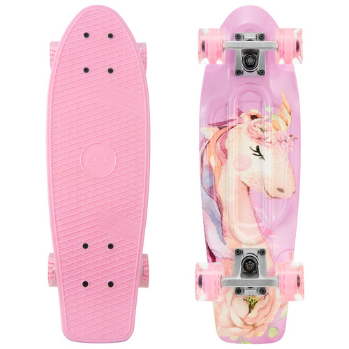 KMX 22" Pro Skateboard for Boys, Girls, Kids, Students, Adults, Classic Mini Cruiser Skateboard for Kids Ages 6-12, Skate Board for Beginners and Advanced Skaters Penny Board?Pink Unicorn?