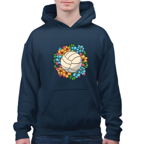 Floral Volleyball Gift for Volleyball Lovers for All Ages Navy and Muticolor Unisex Hoodie Floral Volleyball Gift for Volleyball Lovers for All Ages Navy and Muticolor Unisex Hoodie