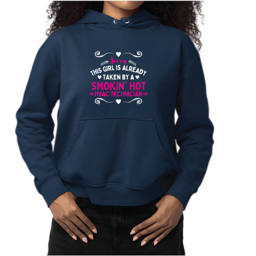 Gift for HVAC Technician Wife - Smokin Hot Saying Humor Navy and Muticolor Unisex Hoodie