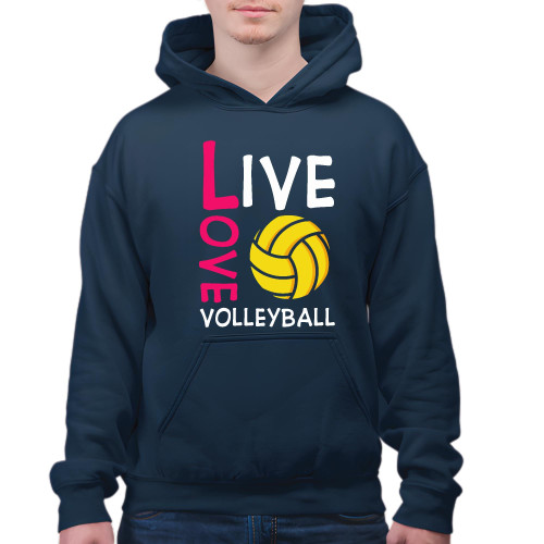 Gift for Volleyball Girls Fans - Live Love Volleyball Navy and Muticolor Unisex Hoodie Gift for Volleyball Girls Fans - Live Love Volleyball Navy and Muticolor Unisex Hoodie